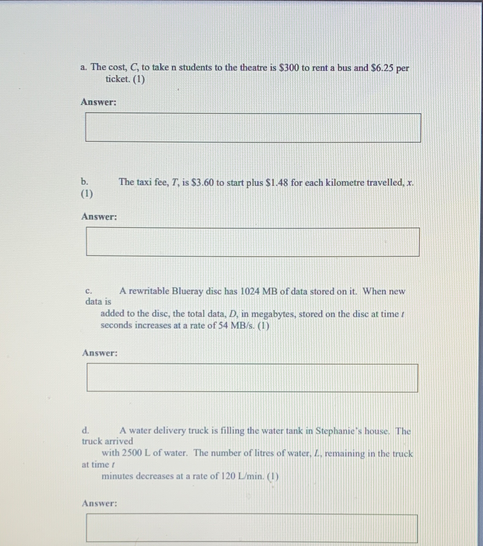 Write an equation for each situation. a. The