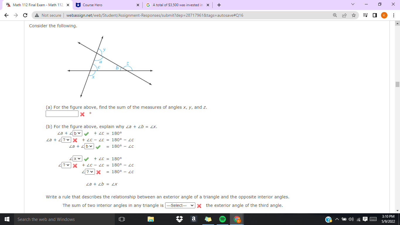 In a triangle, the measure of the smallest angle