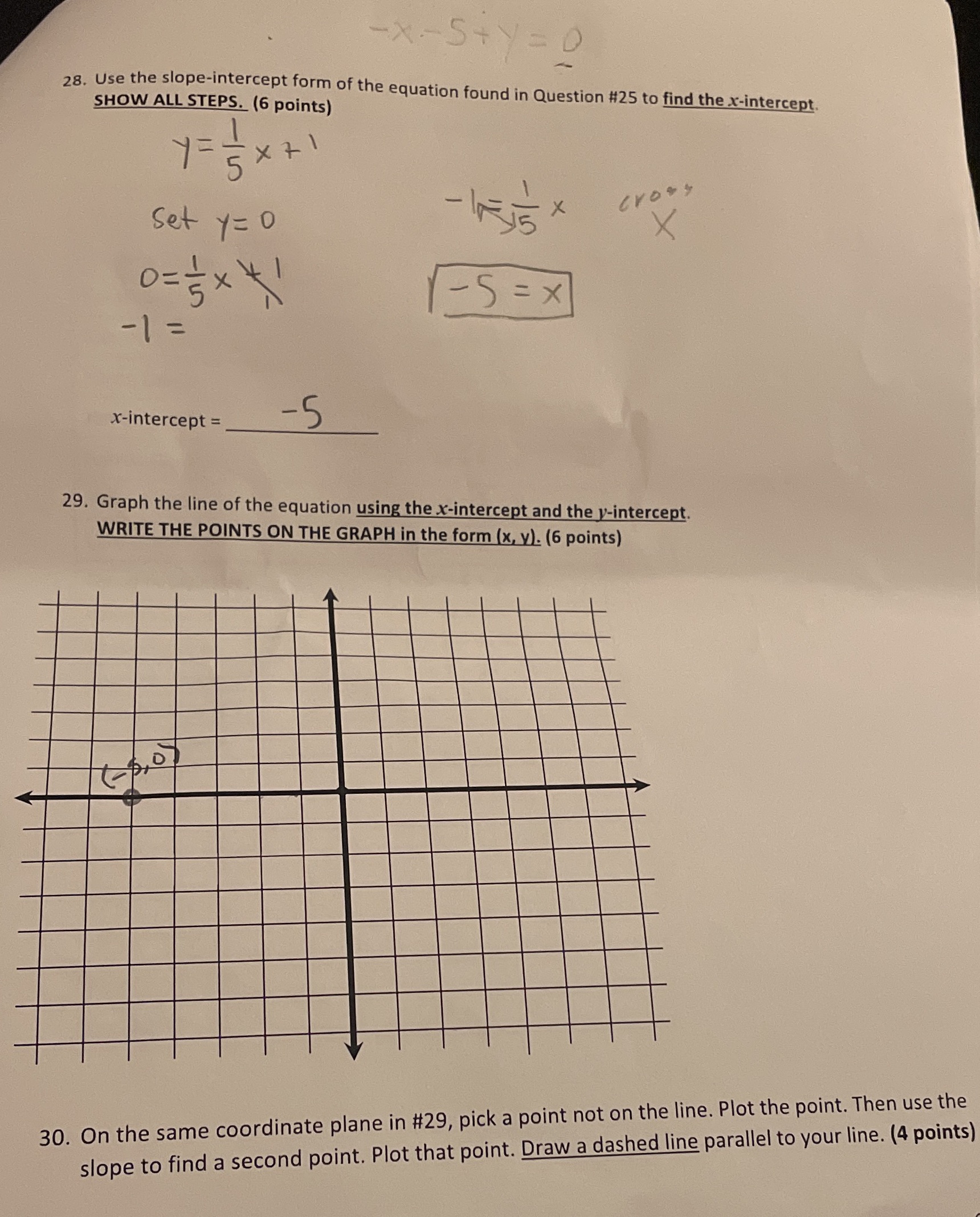 Question 28,29,30 need answered - X - 5+ y = 0