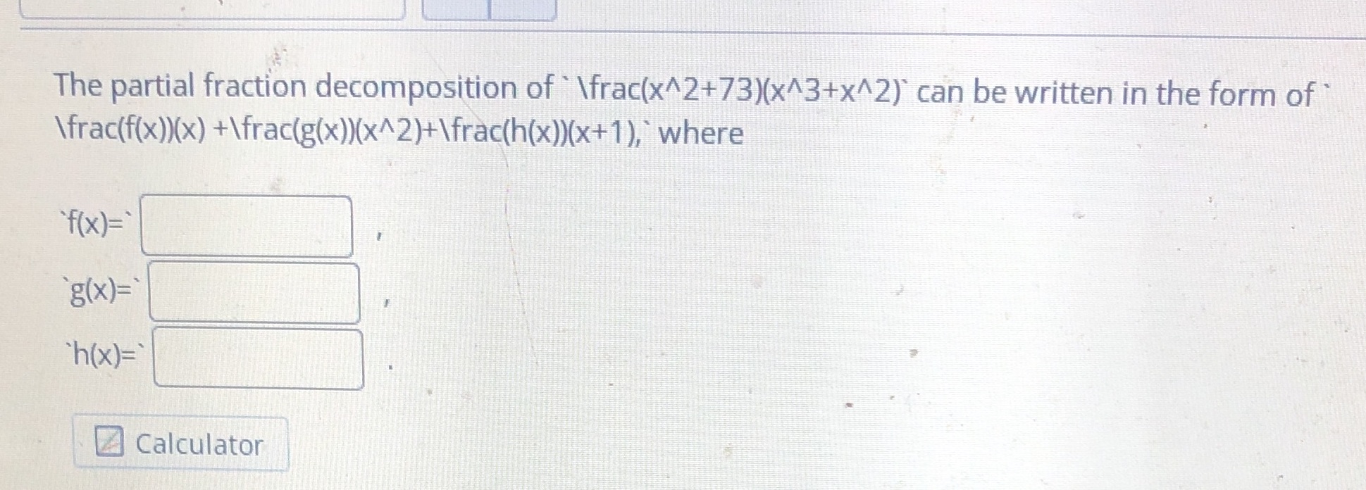 The partial fraction decomposition of '