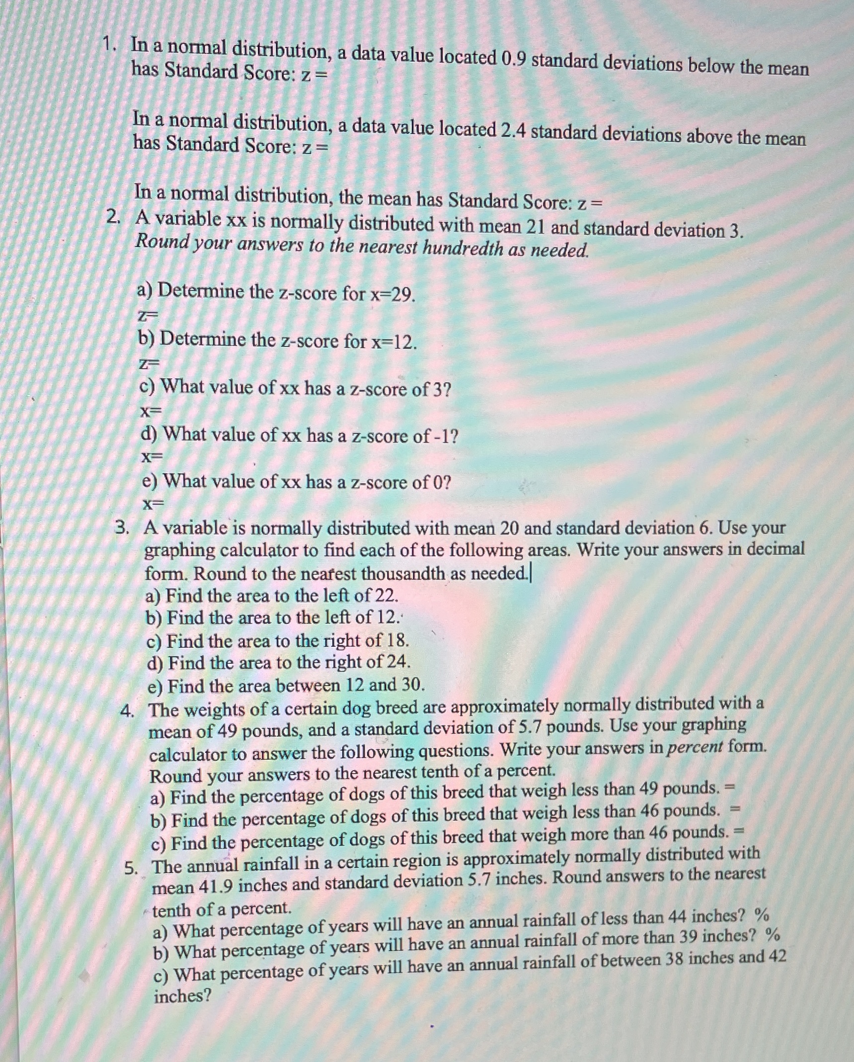 The normal distribution 1. In a normal
