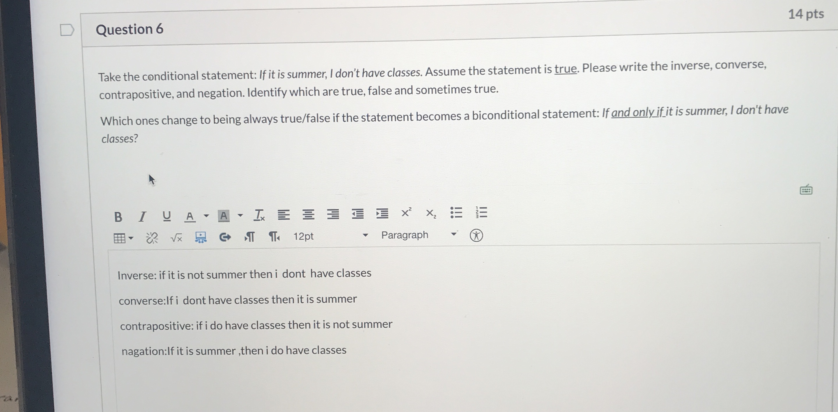 Please help D Question 6 14 pts Take the