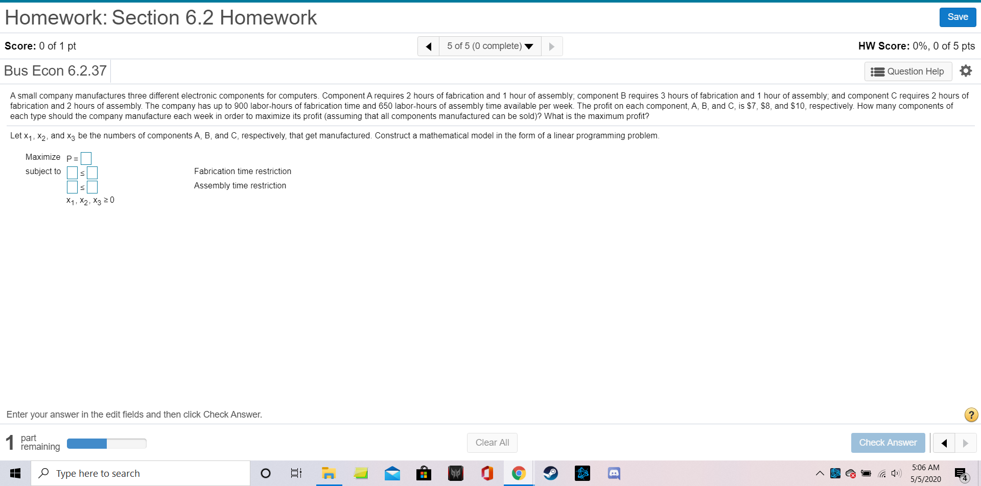 Solve the linear programming problem using the