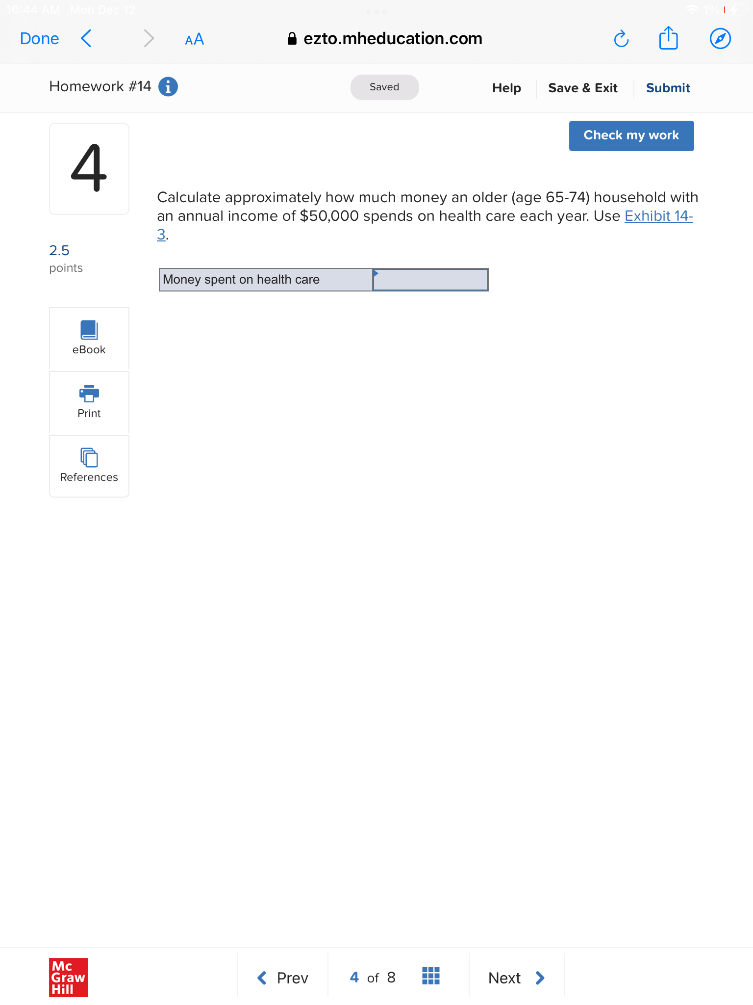 Done < AA ezto.mheducation.com 0 ] Homework #14 0