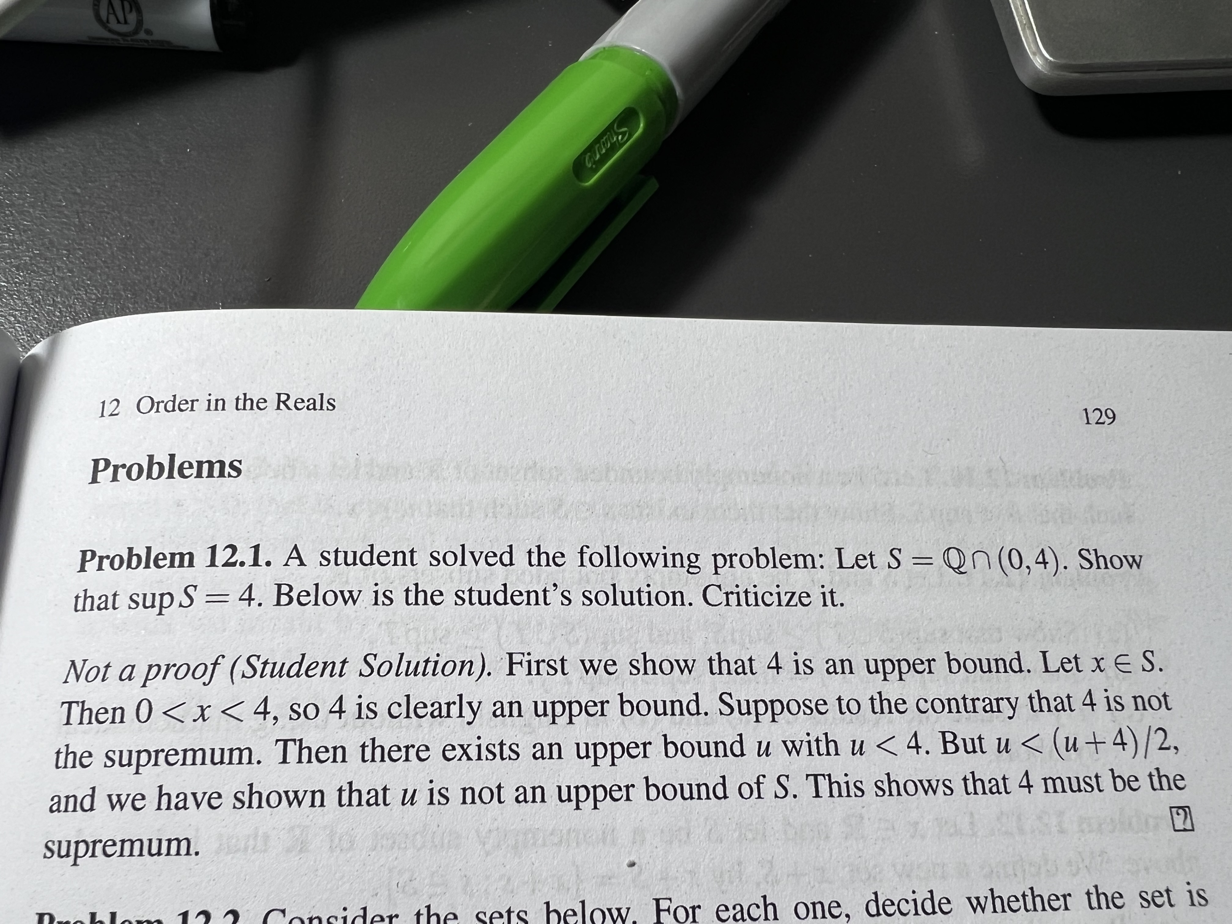 AP 12 Order in the Reals 129 Problems Problem