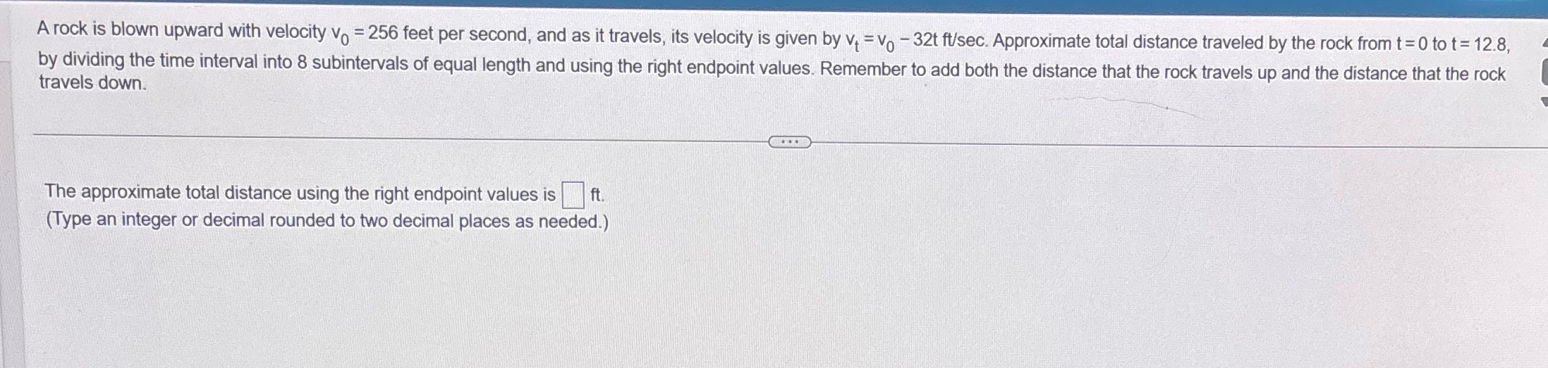 5.1 #8 Arock is blown upward with velocity V =256