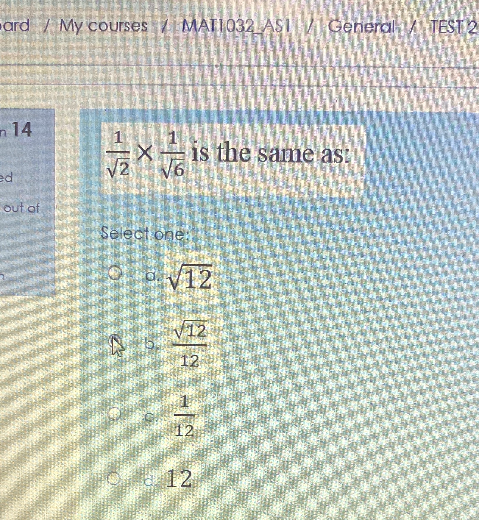 ard / My courses / MAT1032_AS1 / General / TEST 2