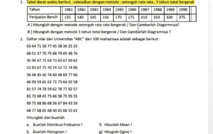 \f\fSOAL B 1. Nilai ujian statistik dari 120
