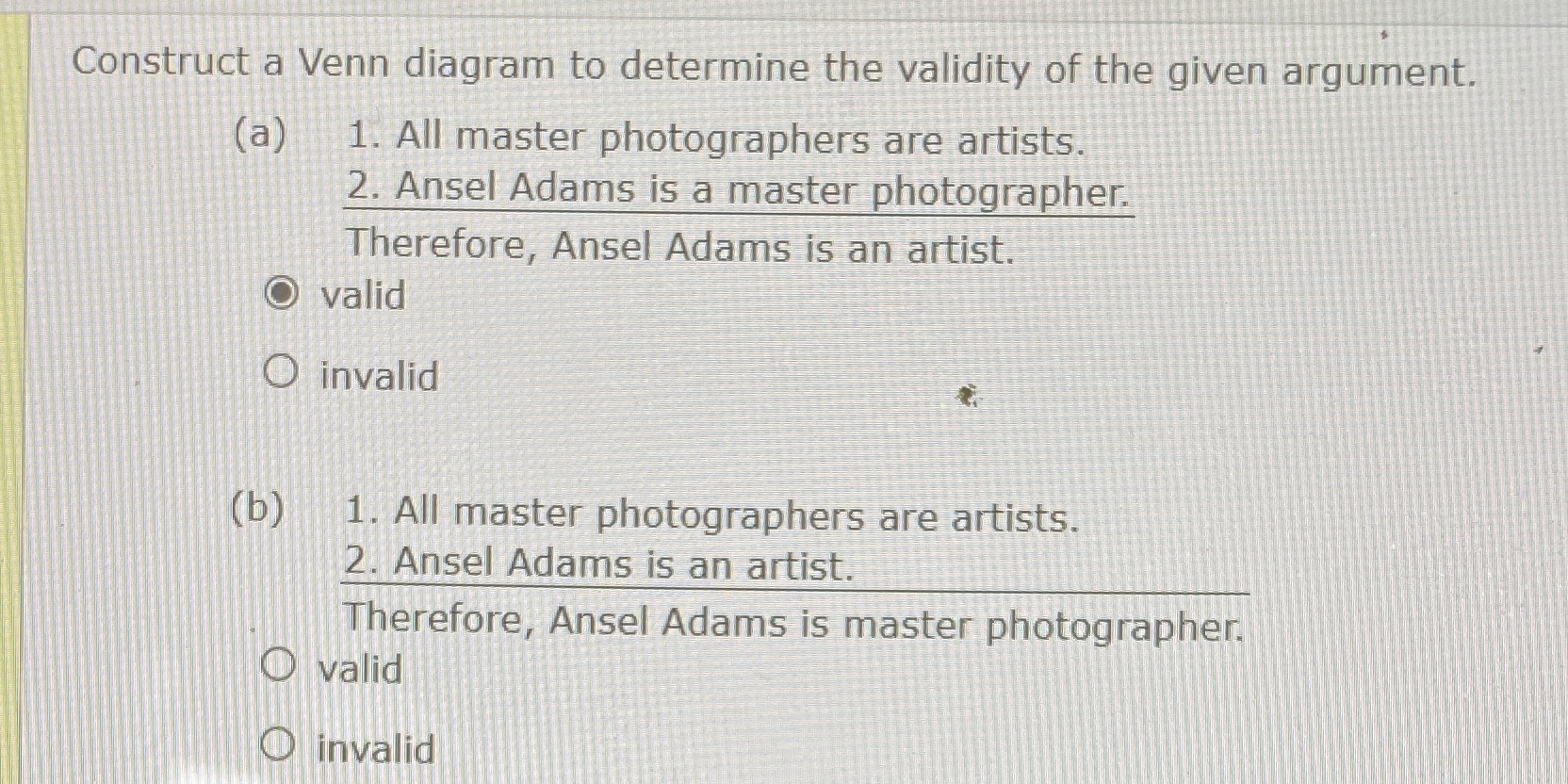 Construct a Venn diagram to determine the