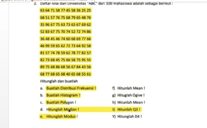 \f\fSOAL B 1. Nilai ujian statistik dari 120