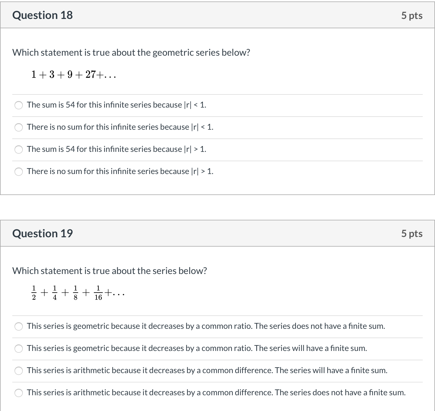 Please help Question 18 5 pts Which statement is