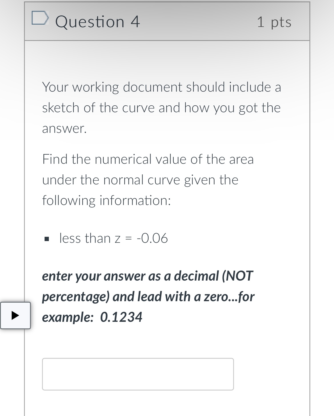 D Question 2 1 pts Your working document should