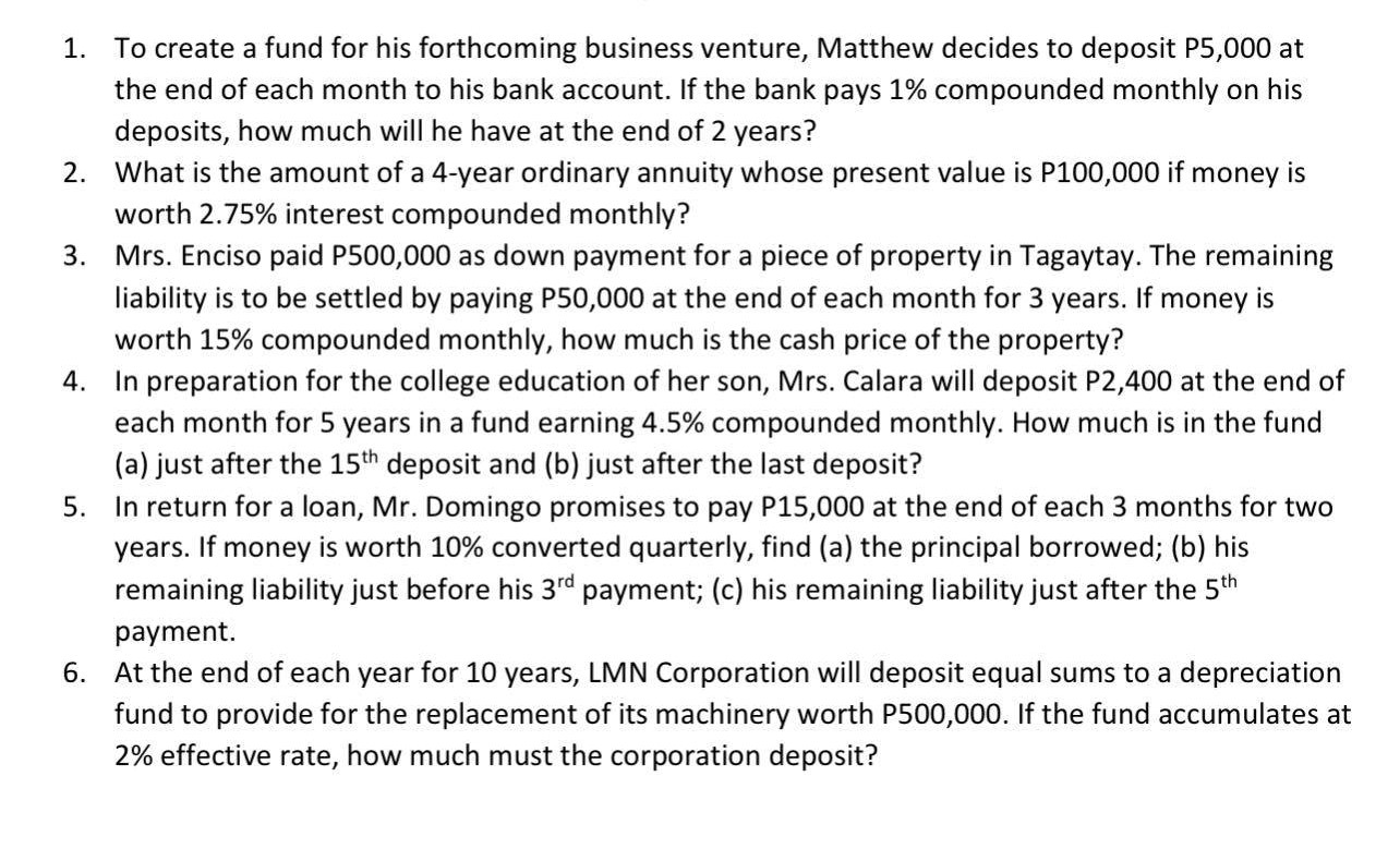 Business Math: Give the Correct Answers and Show