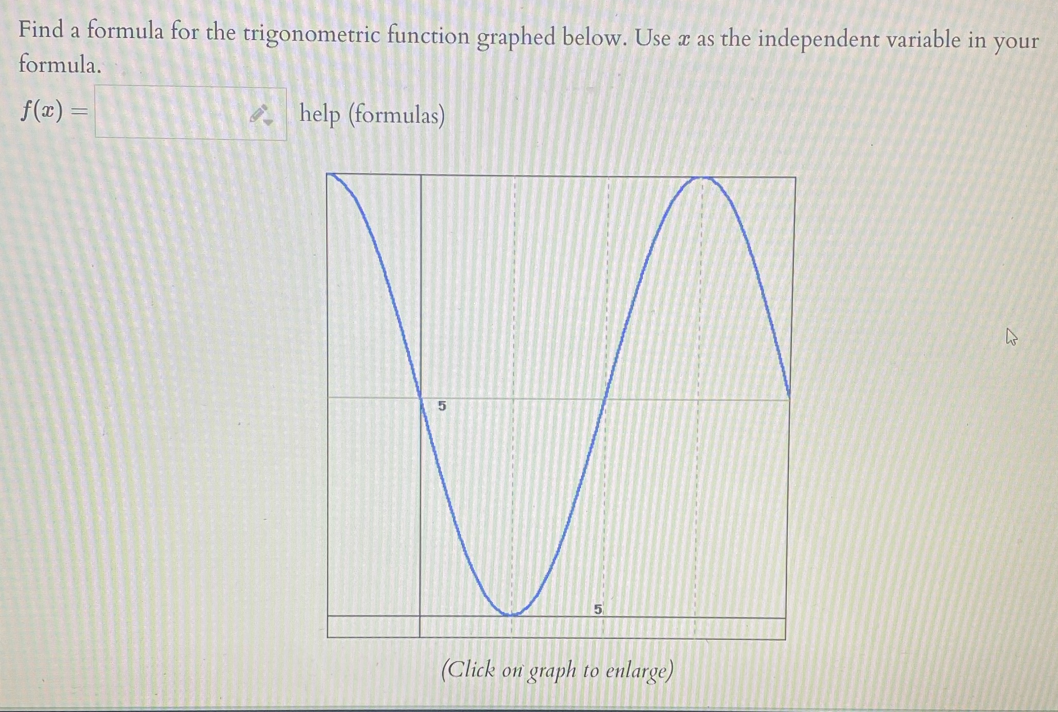 Find a formula for the trigonometric function