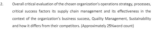 2. Overall critical evaluation of the chosen