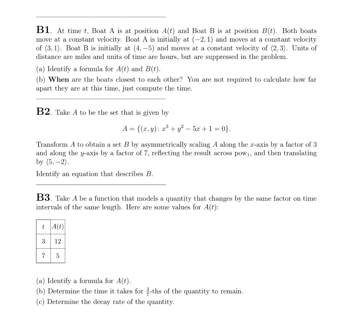 Step by step B1. At time , Boat A is at position