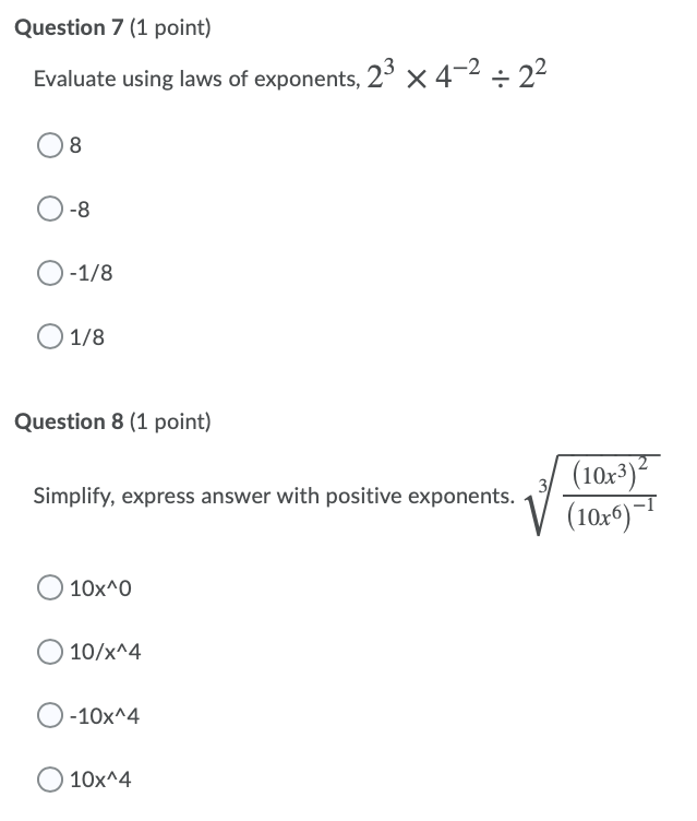 Question 1 (1 point) 3 3 1 Evaluate. 16K + 16Z