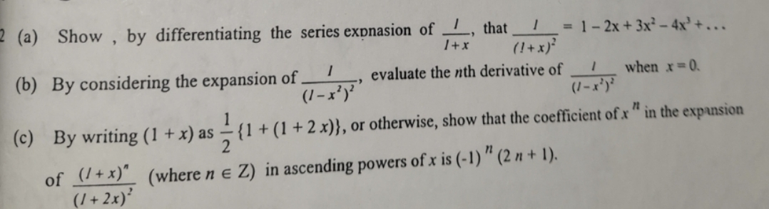 H2 maths calculus 2 (a) Show , by differentiating