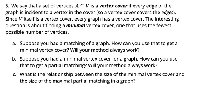 5. We say that a set of vertices A t; V is a