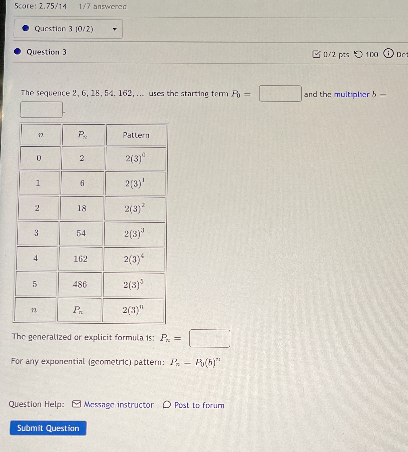 Need help solving blanks Score: 2.75/14 1/7