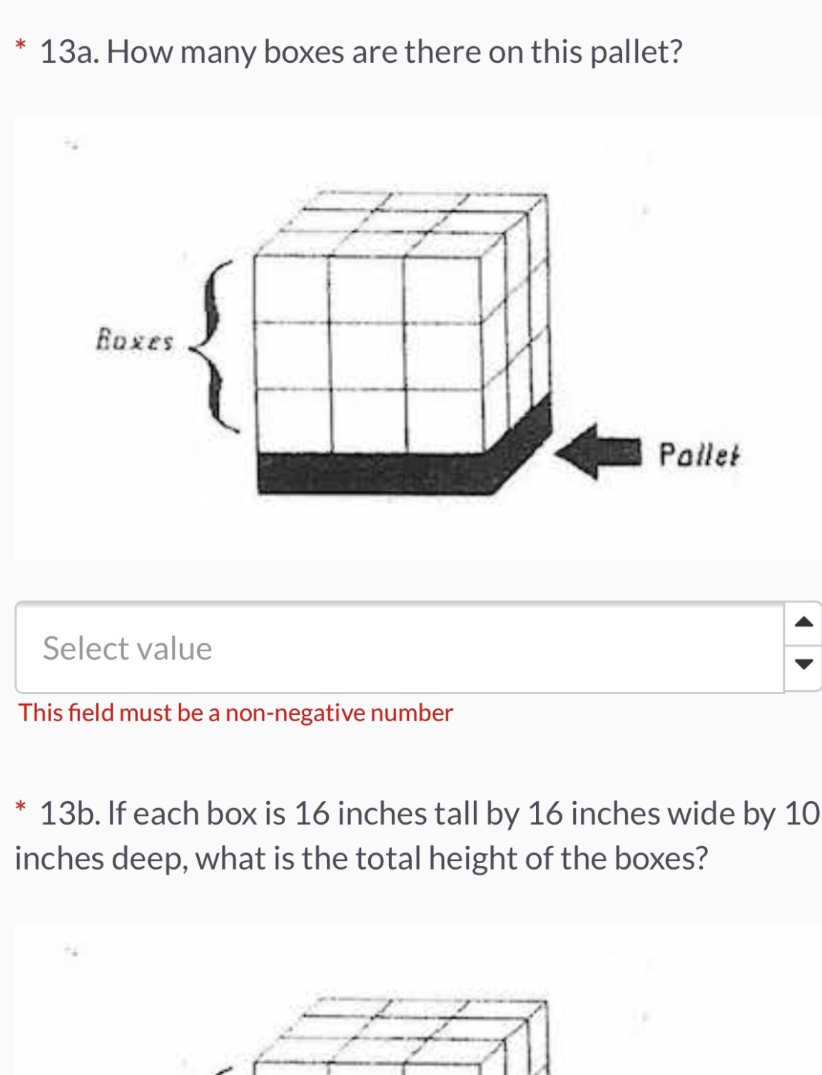 * 13a. How many boxes are there on this pallet?