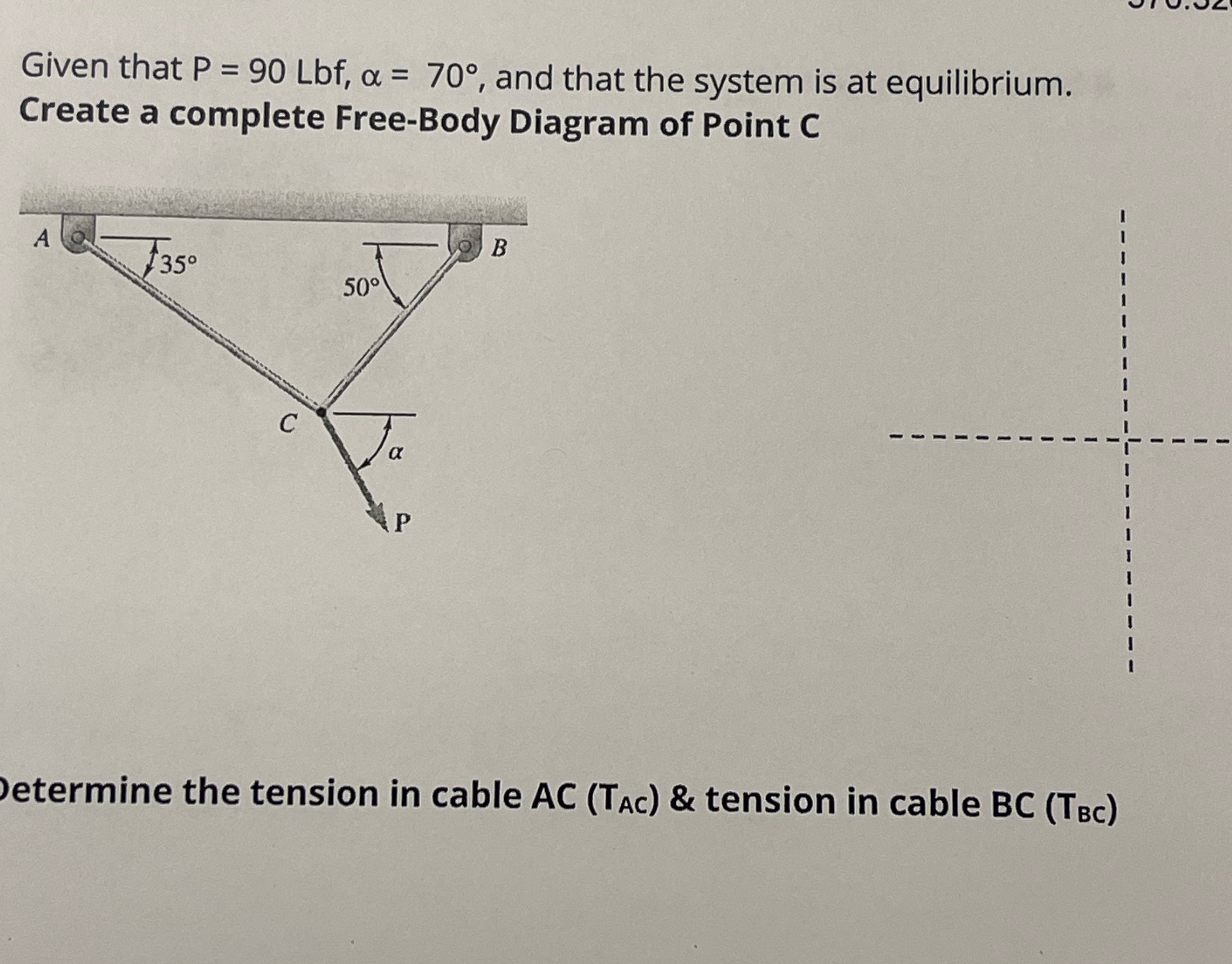 Given that P = 90 Lbf, a = 70, and that the