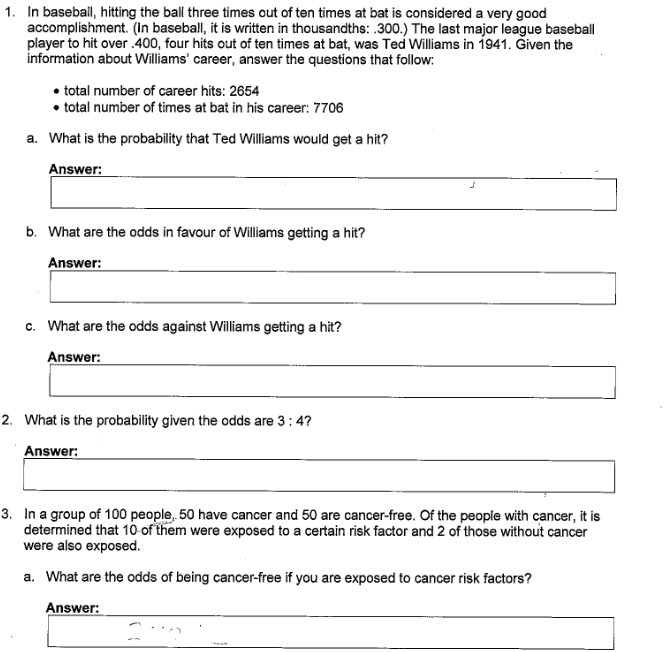 1. In baseball, hitting the ball three times out