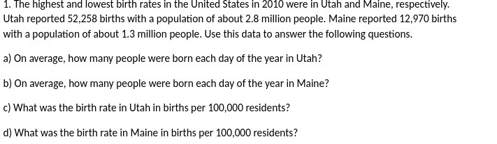 1. The highest and lowest birth rates in the