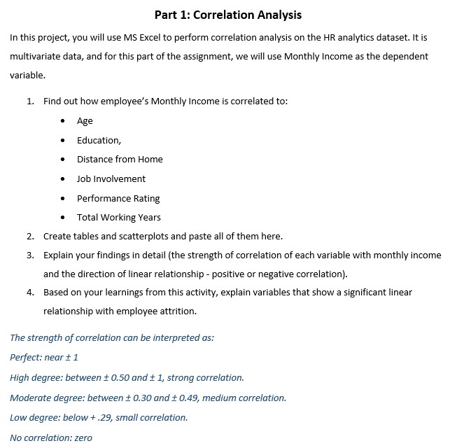 Part 1: Correlation Analysis In this project, you