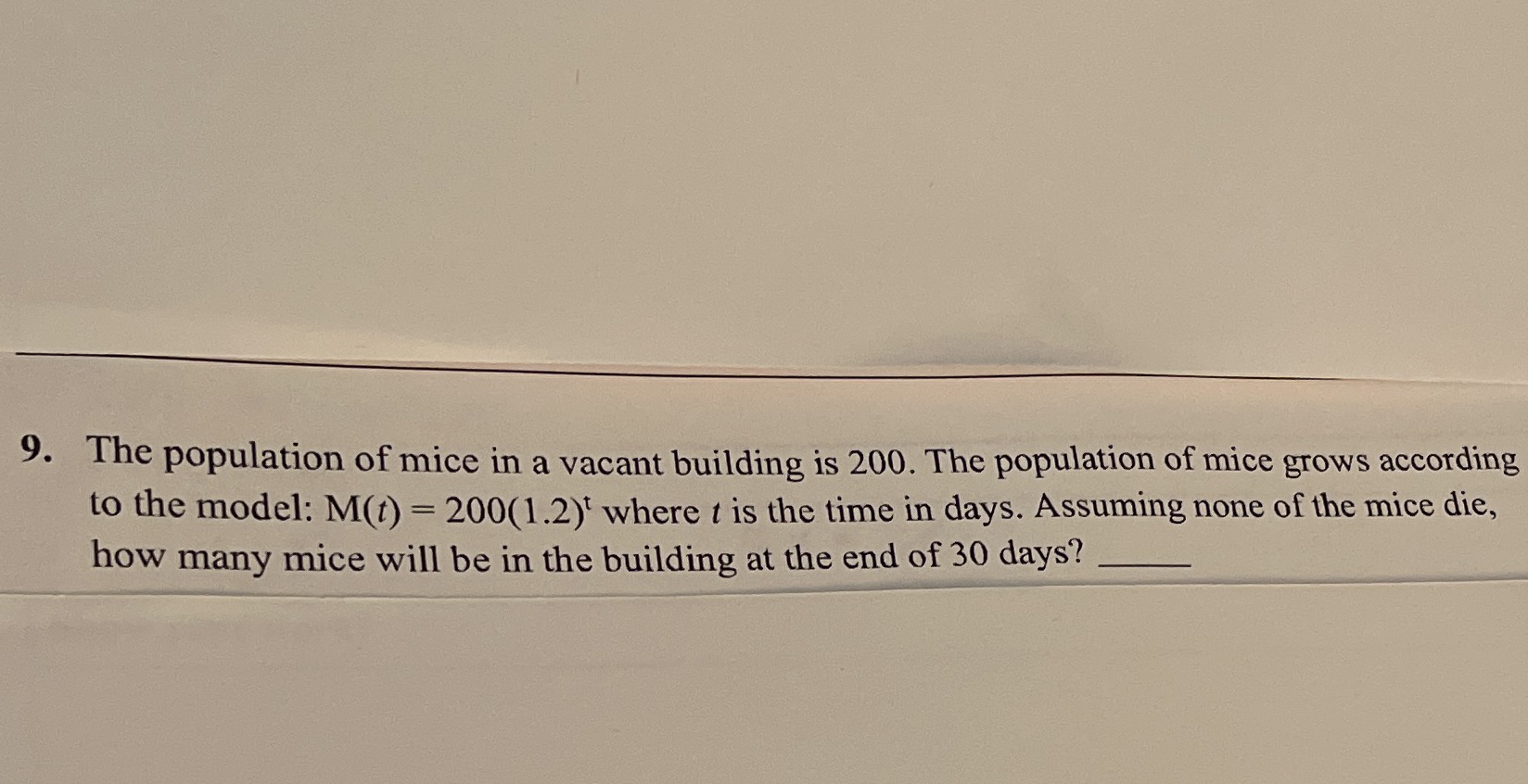 9. The population of mice in a vacant building is