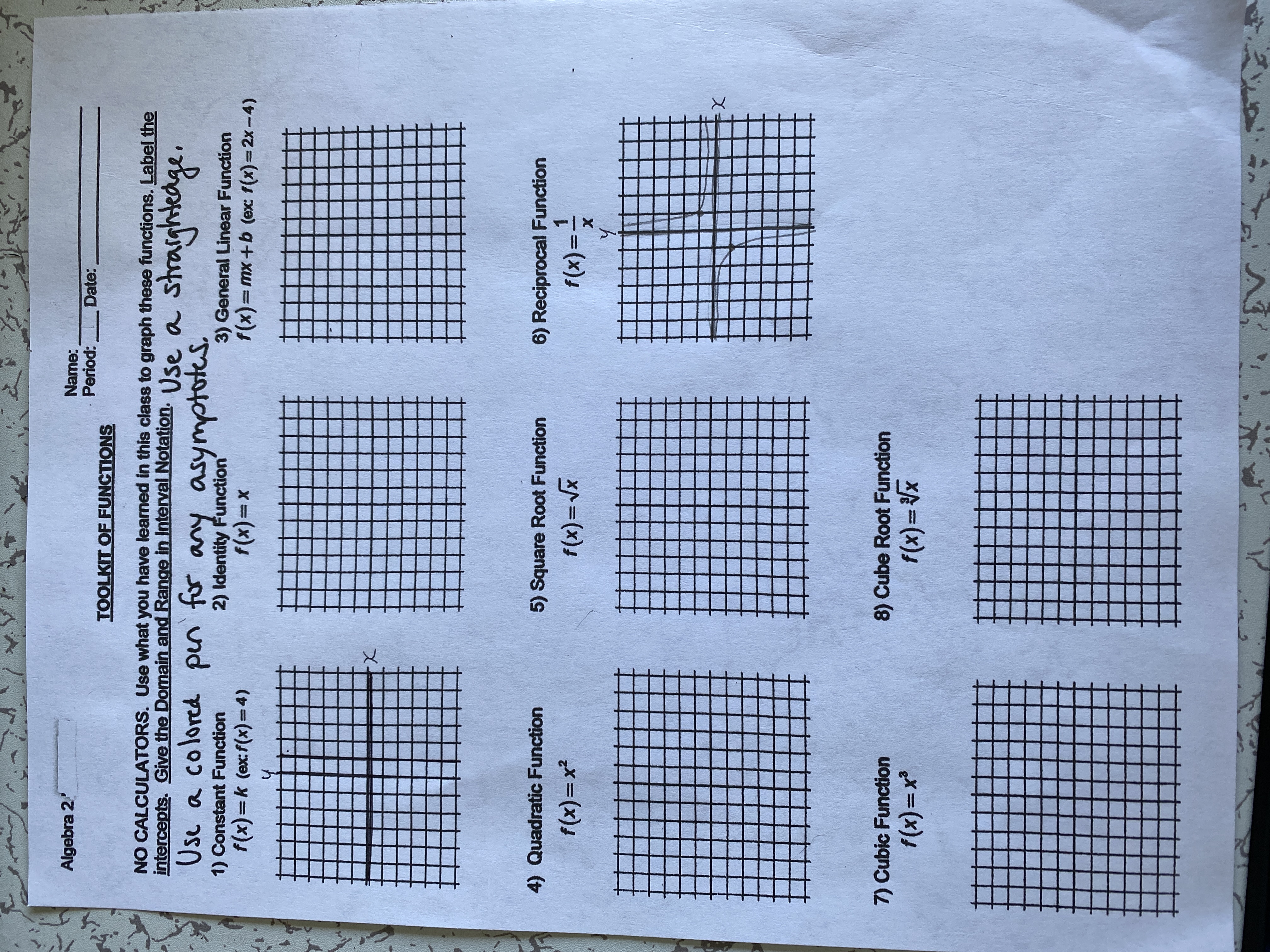 Algebra 2' Name: Period: Date: TOOLKIT OF