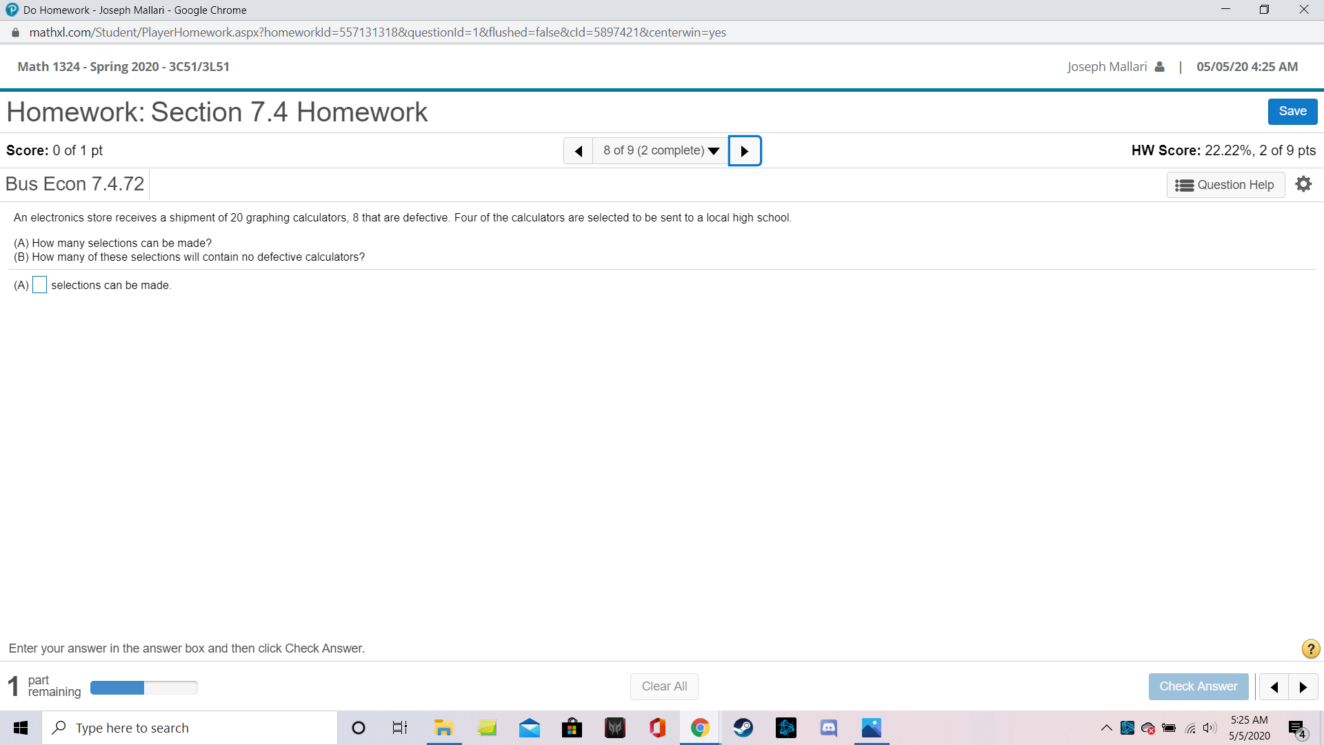 Solve the following Do Homework - Joseph Mallari