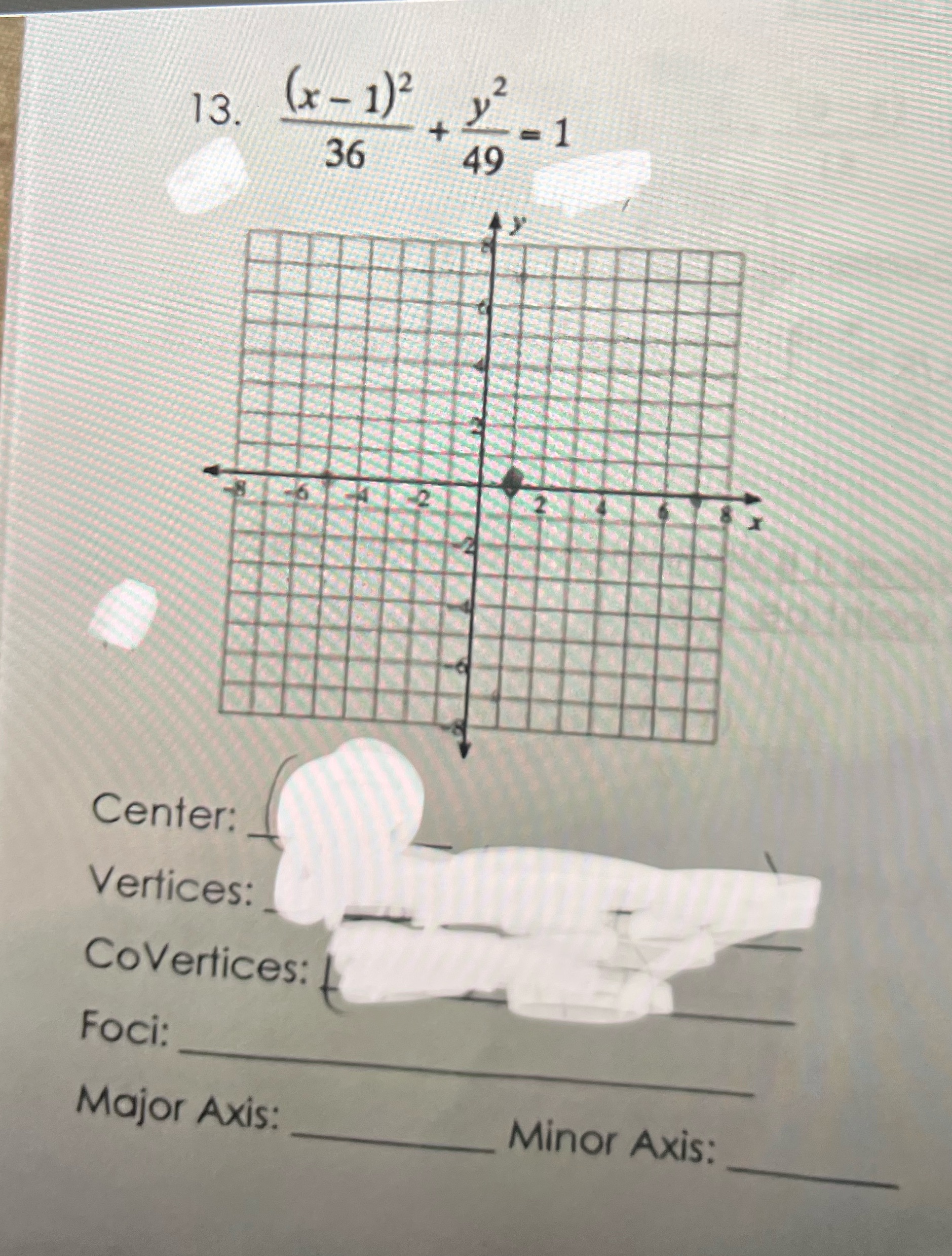 I need help with this problem 13. (x - 1) 2 1 36