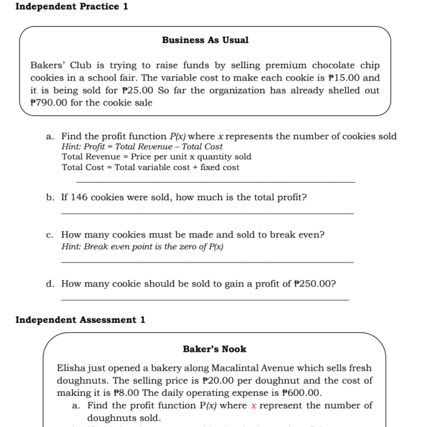 Independent Practice 1 Business As Usual
