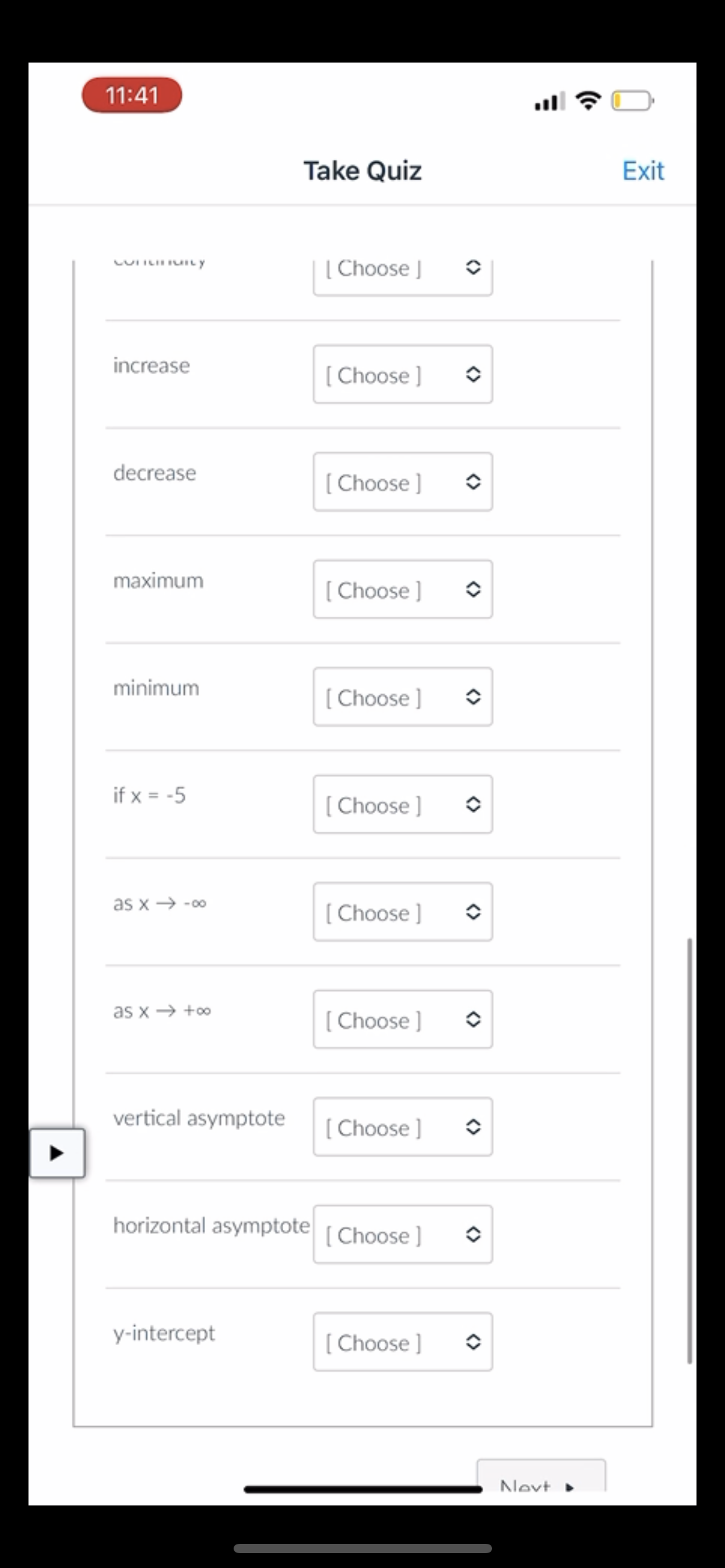 11:41 Take Quiz Exit [ Choose ] increase [ Choose