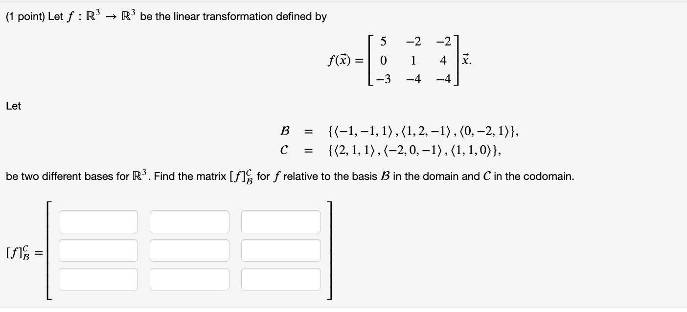 (1 point) Let f : R3  style=