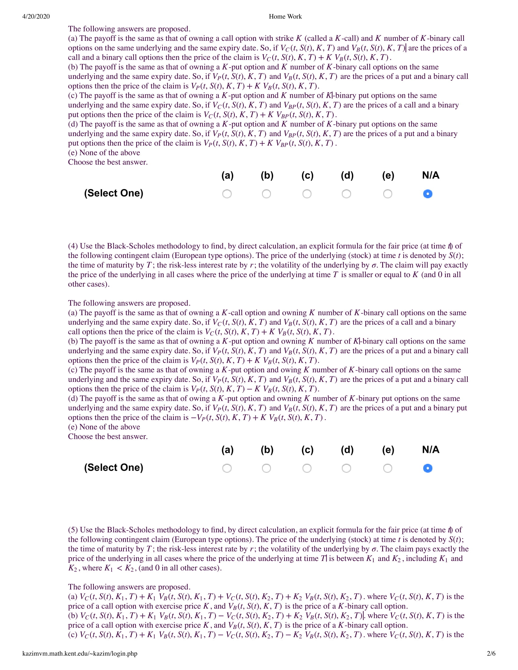 MATH 40059 4/20/2020 Home Work Math 40059