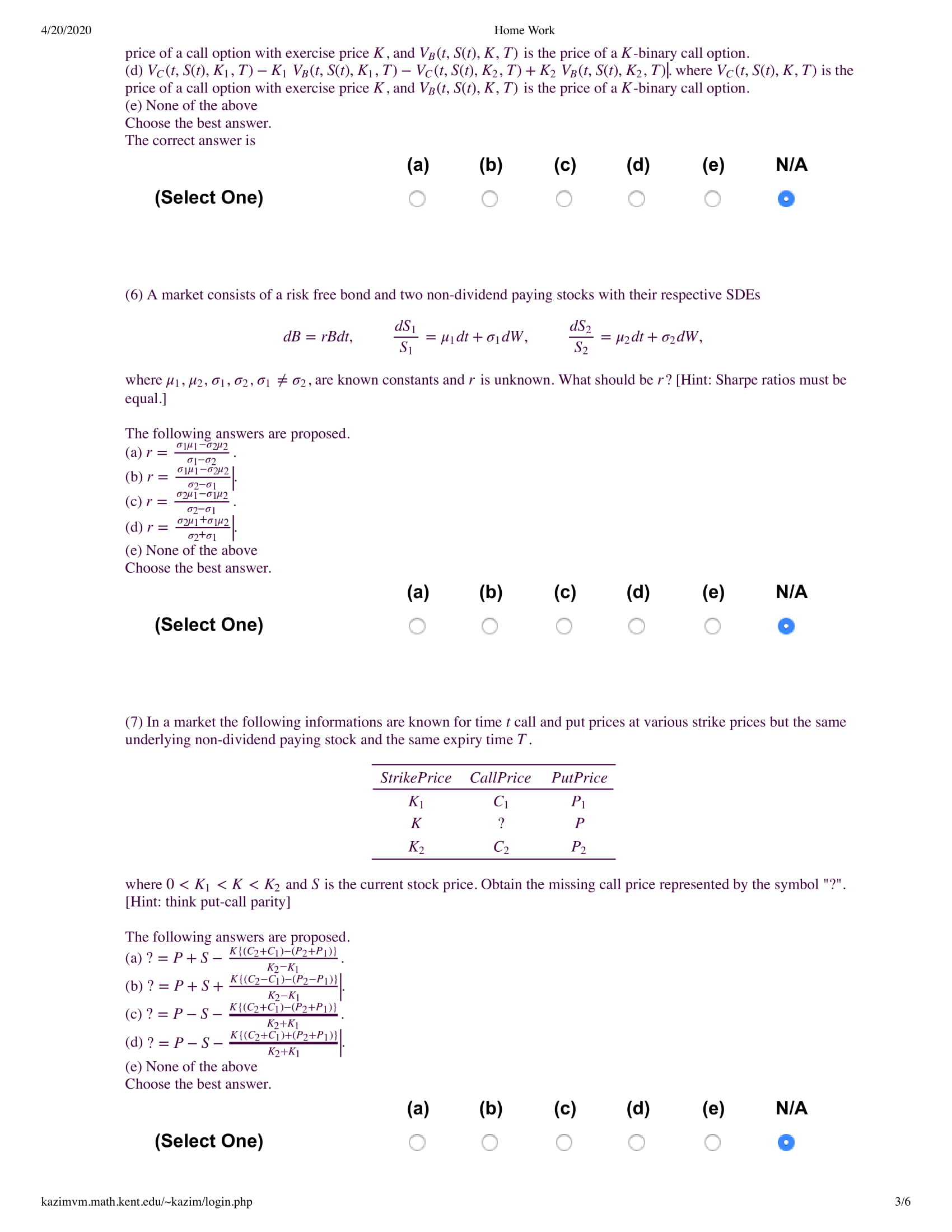 MATH 40059 4/20/2020 Home Work Math 40059
