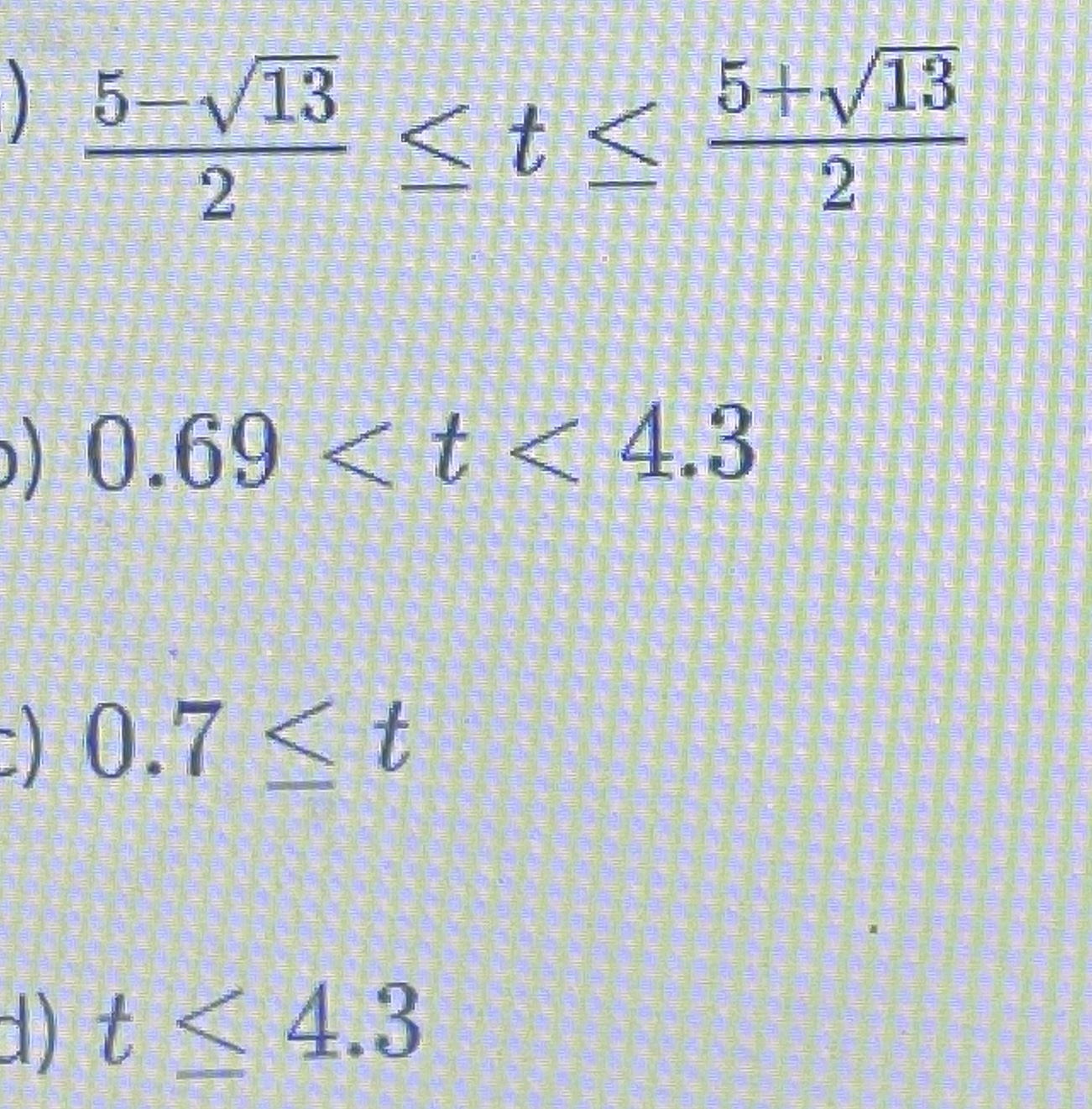 1) What is the intersection of the 2 functions