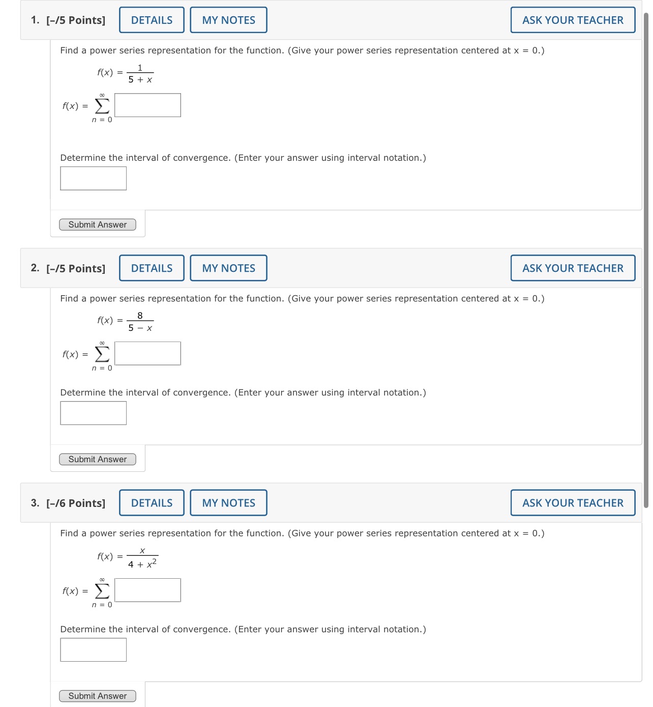Could you help me with 1-3 1. [-/5 Points]