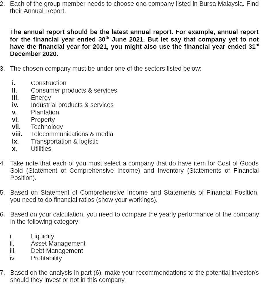 Each of the group member needs to choose one