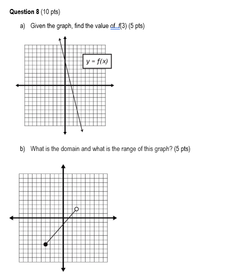 Question 8 (10 pts) a) Given the graph, find the