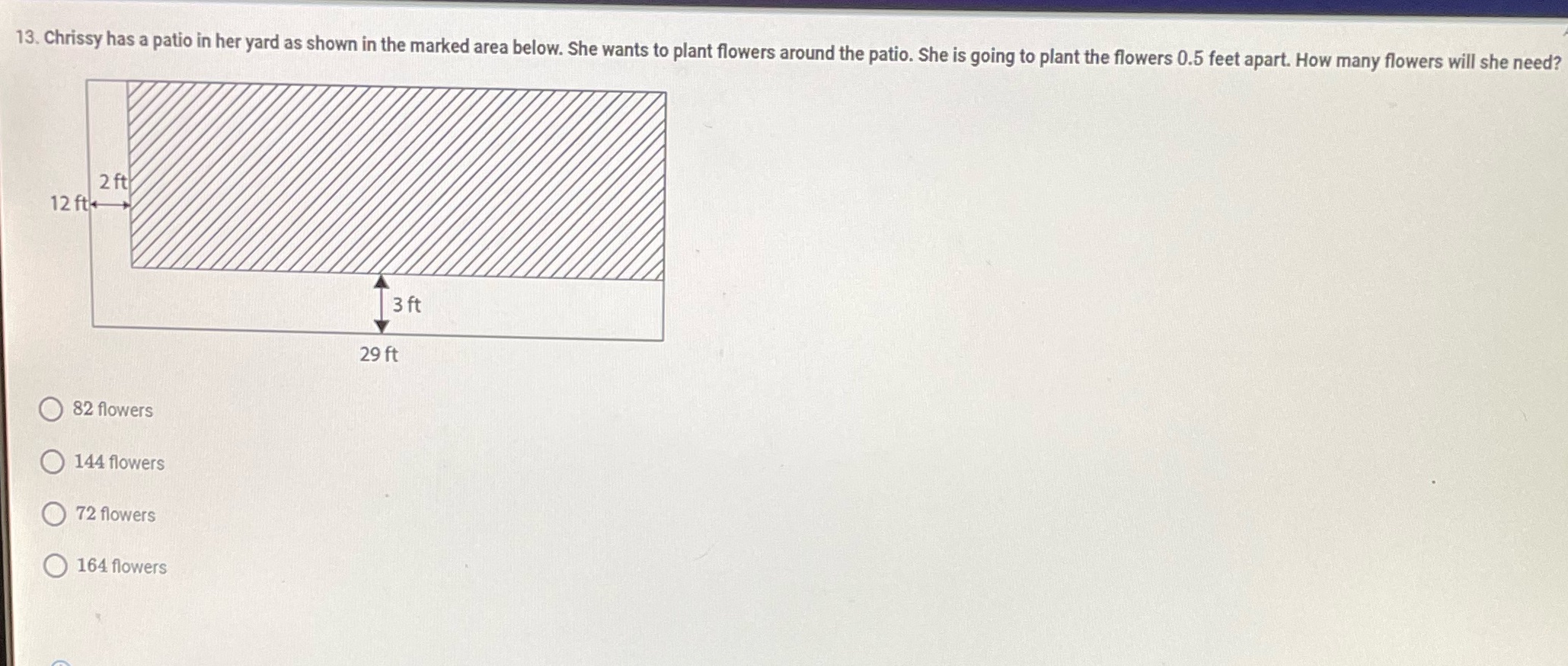 13. Chrissy has a patio in her yard as shown in