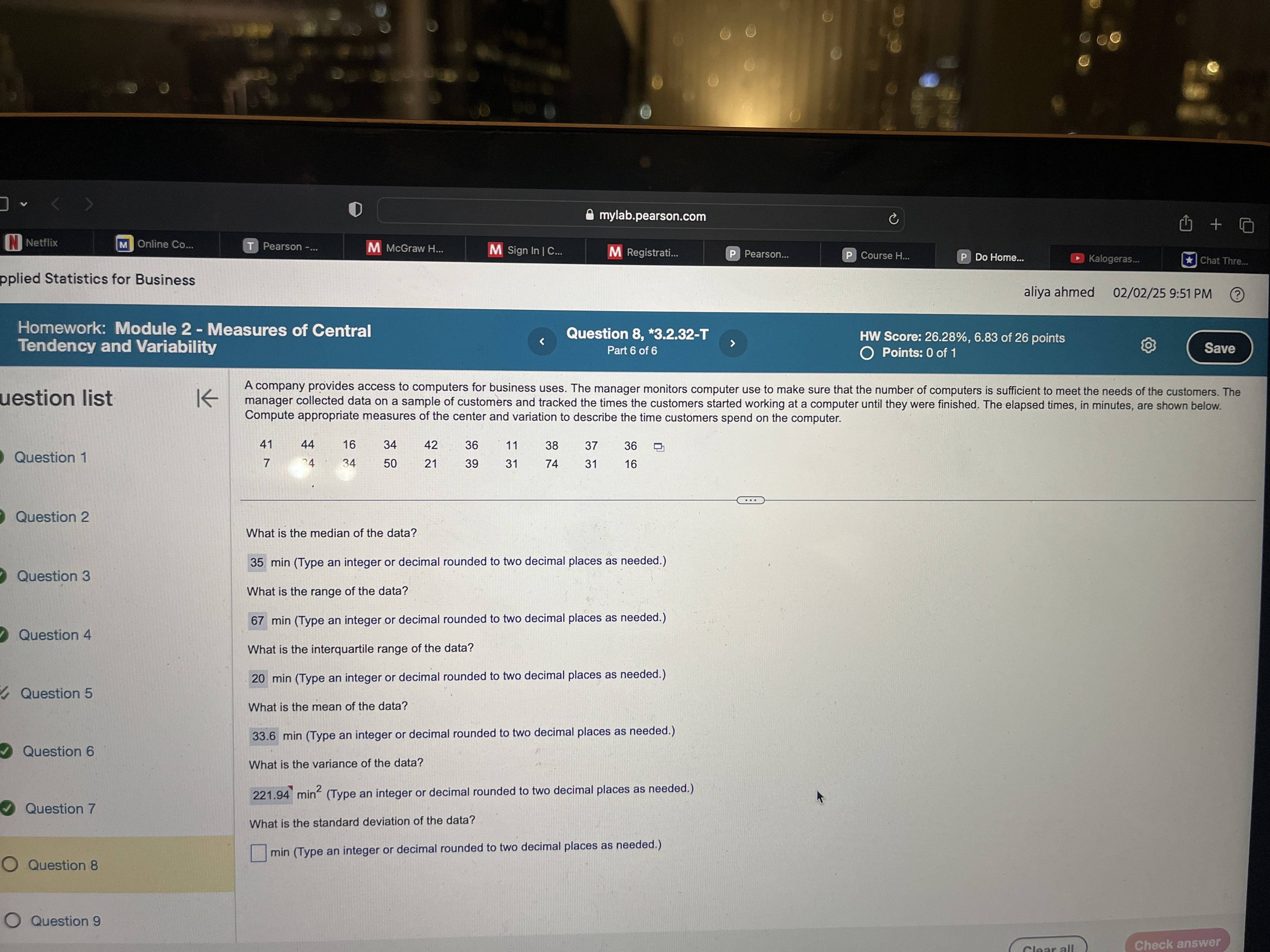 standard deviation & mylab.pearson.com LY SE o g