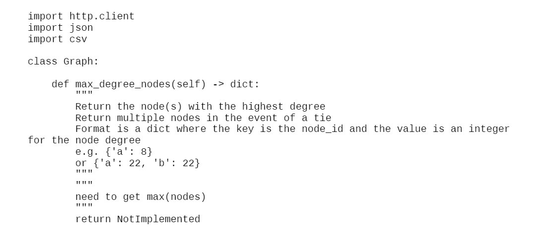 import http. client import json import csv class