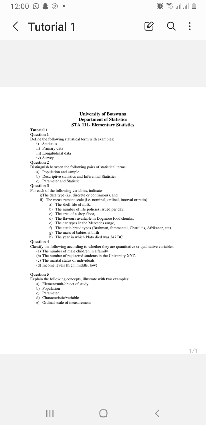 1200 O & B o Q= alal < Tutorial 1 Q University of