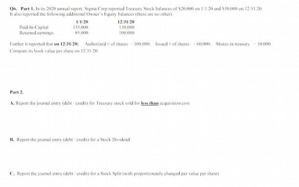 06. Part 1. In its 2020 annual report, Sigma Corp