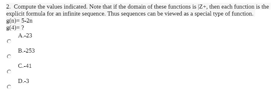 2. Compute the values indicated. Note that if the