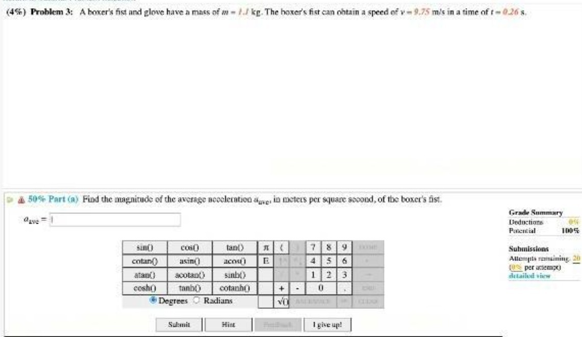 (4%%) Problem 3: A boxer's fist and glove