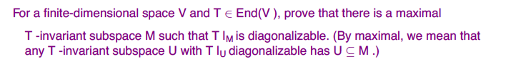 For a finite-dimensional space V and Te End(V ),